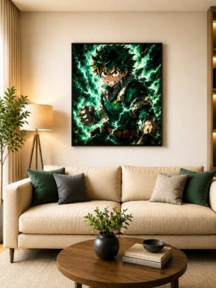 My Hero Academia Deku Wall Art – Izuku Midoriya One For All Lightning Canvas Print