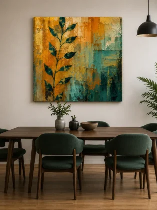 Autumn Patina – Heavy Texture Abstract Expressionist Floral Illustration