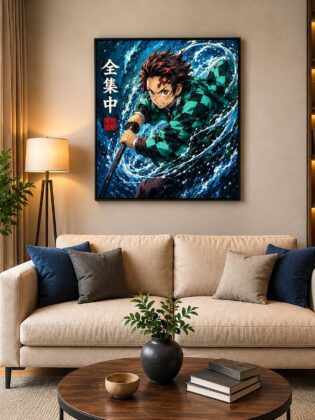 Demon Slayer Tanjiro Anime Wall Art – Water Breathing Torrent Canvas Print