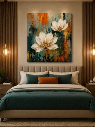 Impasto White Magnolia Canvas Art – Thick Brushstroke Floral Print