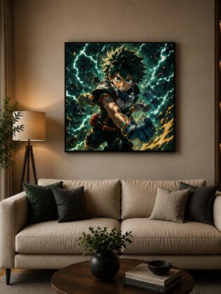 My Hero Academia Deku Wall Art – Izuku Midoriya One For All Lightning Canvas Print