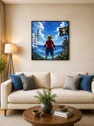 One Piece Luffy Wall Art – Straw Hat Pirate Flag Ocean Horizon Canvas Print