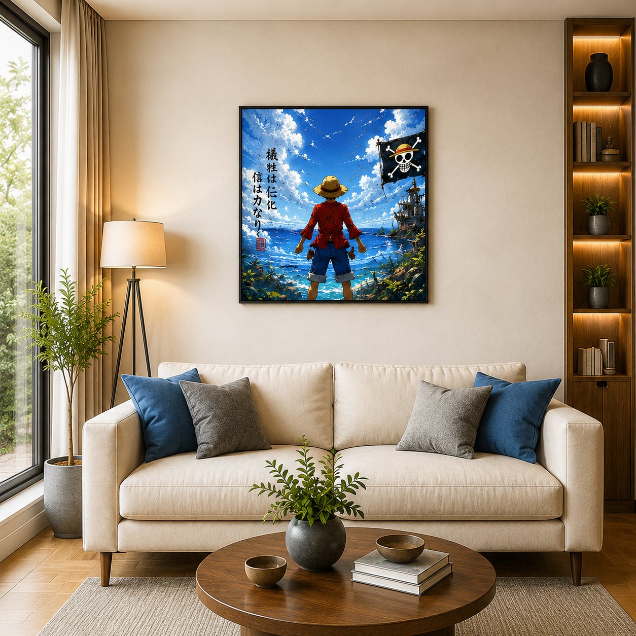 One Piece Luffy Wall Art – Straw Hat Pirate Flag Ocean Horizon Canvas Print