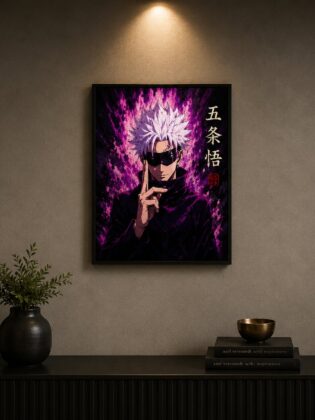 Jujutsu Kaisen Gojo Wall Art – Unlimited Void Cursed Energy Purple Canvas Print