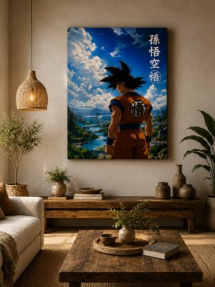 Legendary Saiyan Hero Landscape Canvas Art – Vibrant Anime Wall Décor