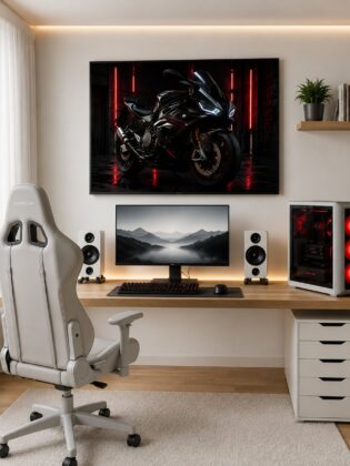 BMW S1000RR Motorcycle Wall Art – Stealth Black & Red Laser Superbike Canvas Print