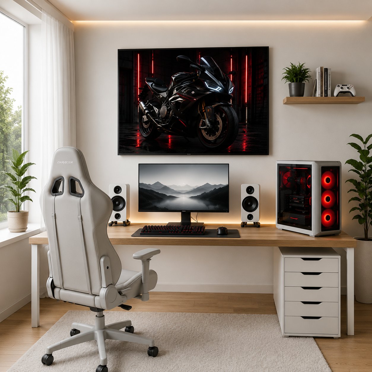 BMW S1000RR Motorcycle Wall Art – Stealth Black & Red Laser Superbike Canvas Print