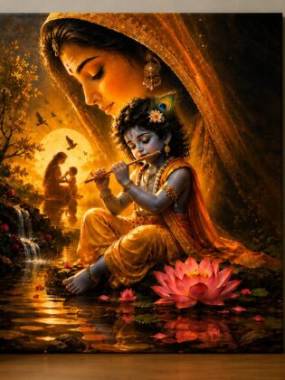 Yashoda Krishna Wall Art – Mother and Child Bal Krishna Canvas Print