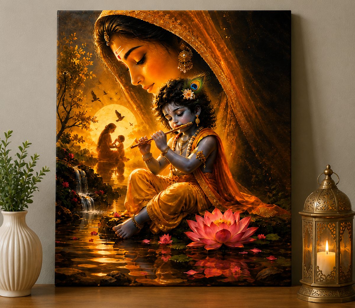 Yashoda Krishna Wall Art – Mother and Child Bal Krishna Canvas Print