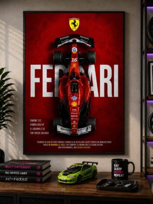 Ferrari F1 Racing Car Wall Art – Scuderia Formula 1 Top Down Canvas Print