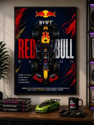 Red Bull F1 Racing Car Wall Art – Oracle Formula 1 Max Verstappen Canvas Print