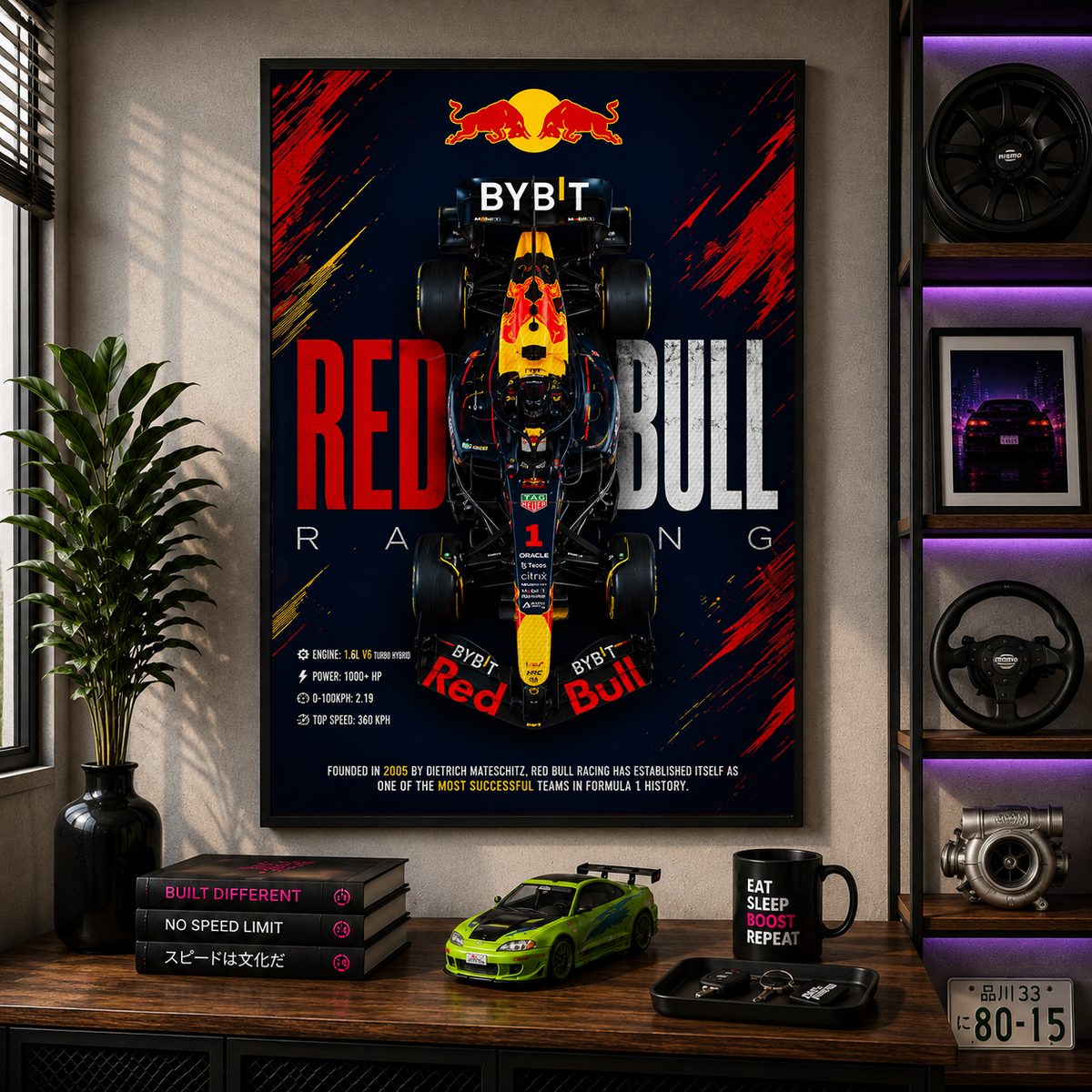 Red Bull F1 Racing Car Wall Art – Oracle Formula 1 Max Verstappen Canvas Print