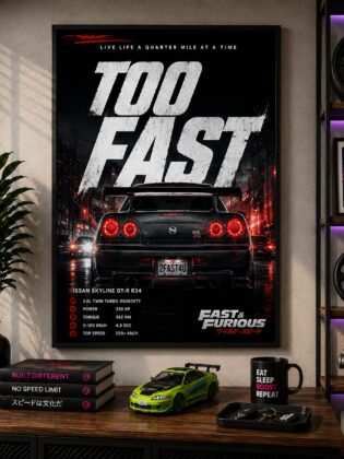 JDM Nissan Skyline GT-R R34 Canvas Poster – Too Fast Fast & Furious Car Wall Art