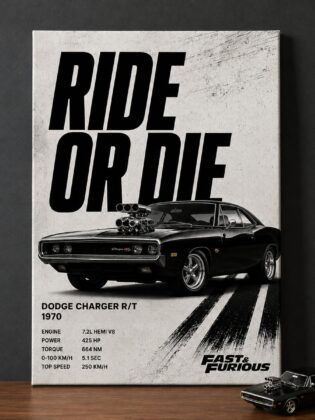 Classic 1970 Dodge Charger R/T Canvas Poster – Ride or Die Fast & Furious Muscle Car Wall Art