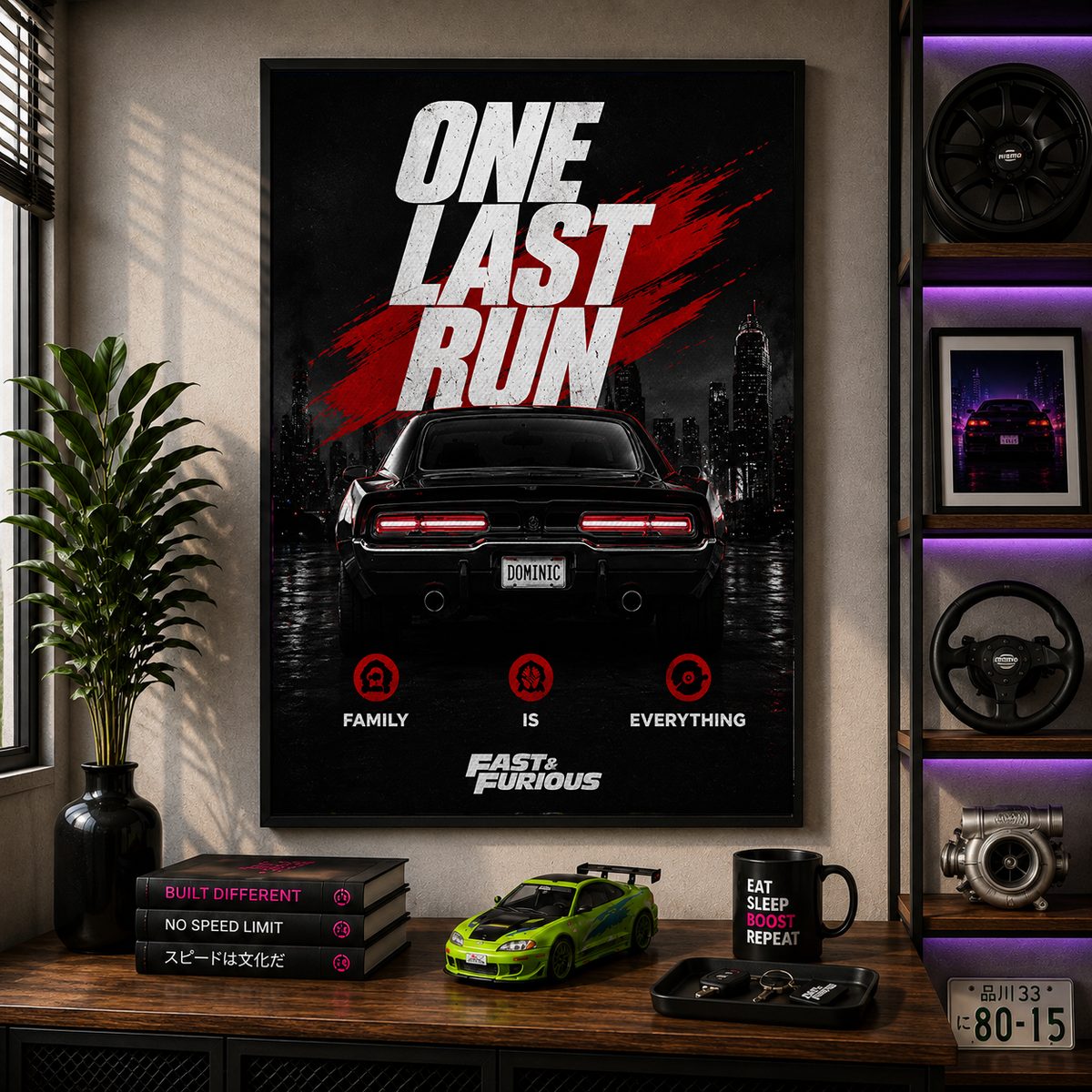 Classic Muscle Car Canvas Poster – One Last Run Fast & Furious Dominic Toretto Wall Art