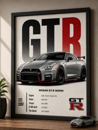 Nissan GT-R Nismo Wall Art – Super Silver JDM Sports Car Performance Canvas
