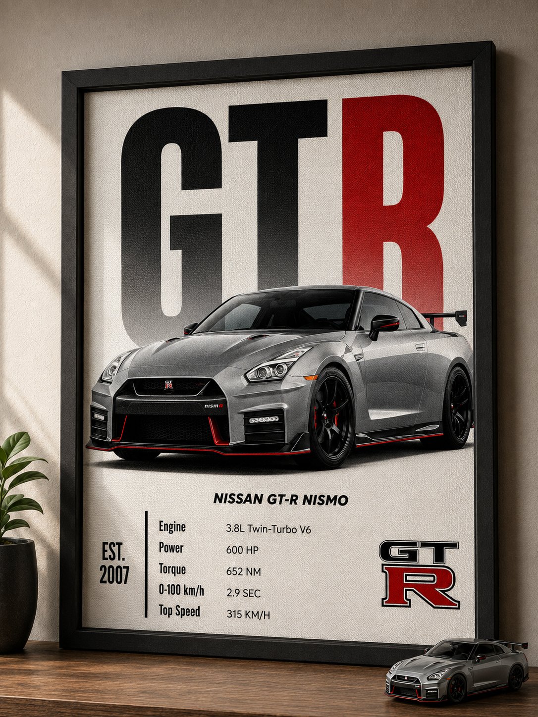 Nissan GT-R Nismo Wall Art – Super Silver JDM Sports Car Performance Canvas