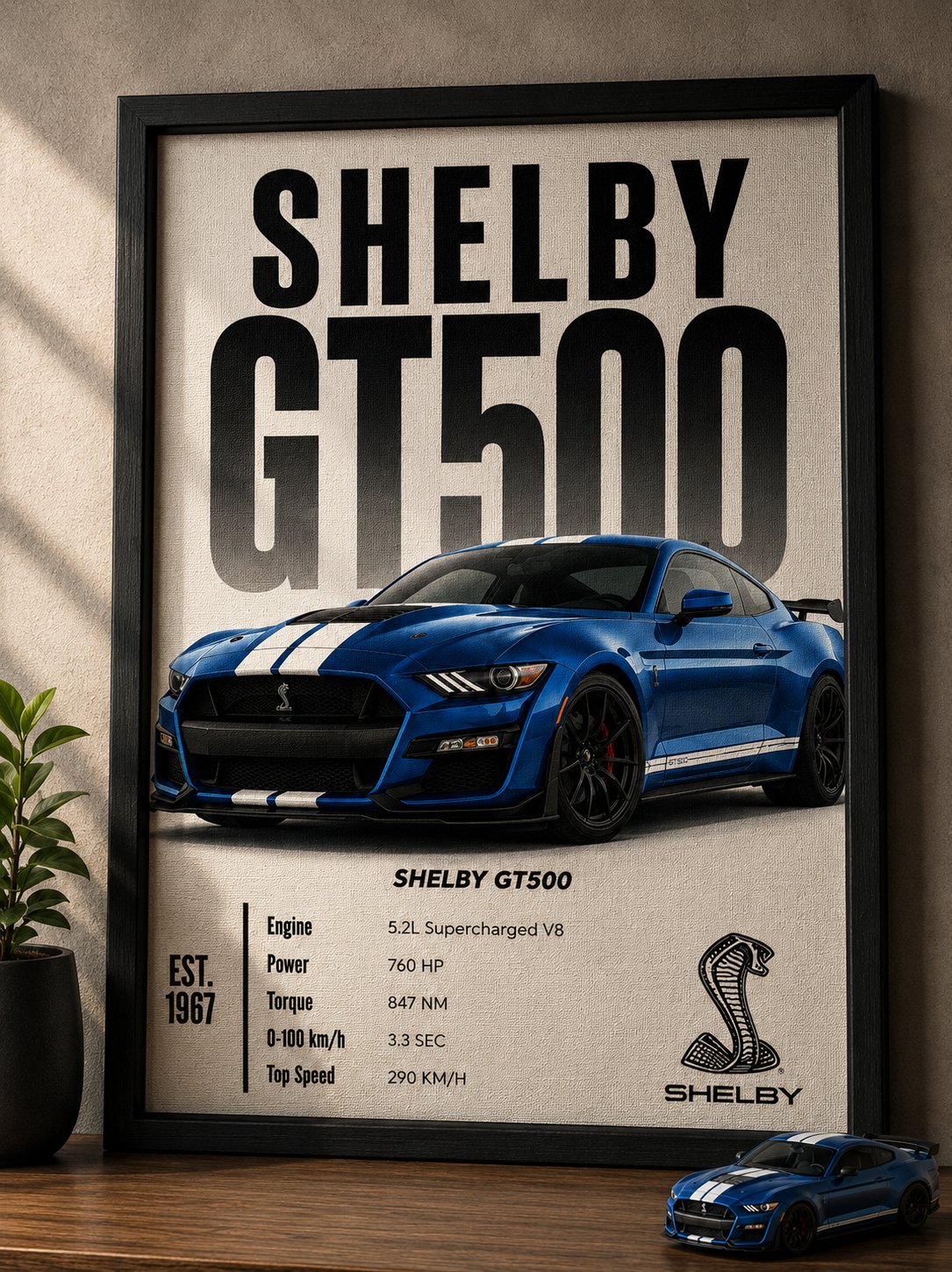 Shelby GT500 Canvas Poster – American Muscle Car Spec Wall Art, Est. 1967 Legend Edition