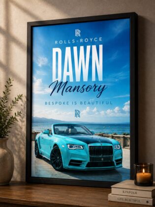 Rolls-Royce Dawn Mansory Wall Art – Bespoke Tiffany Blue Luxury Convertible Canvas