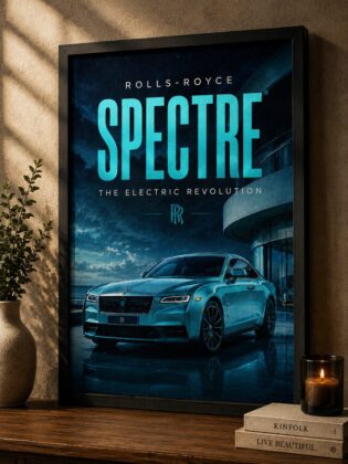 Rolls-Royce Spectre Canvas Poster – The Electric Revolution Luxury Coupe Night Skyline Wall Art