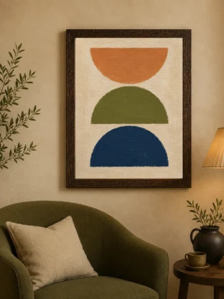 Minimalist Abstract Mid-Century Semi-Circles Canvas Art – Organic Modern Boho Print