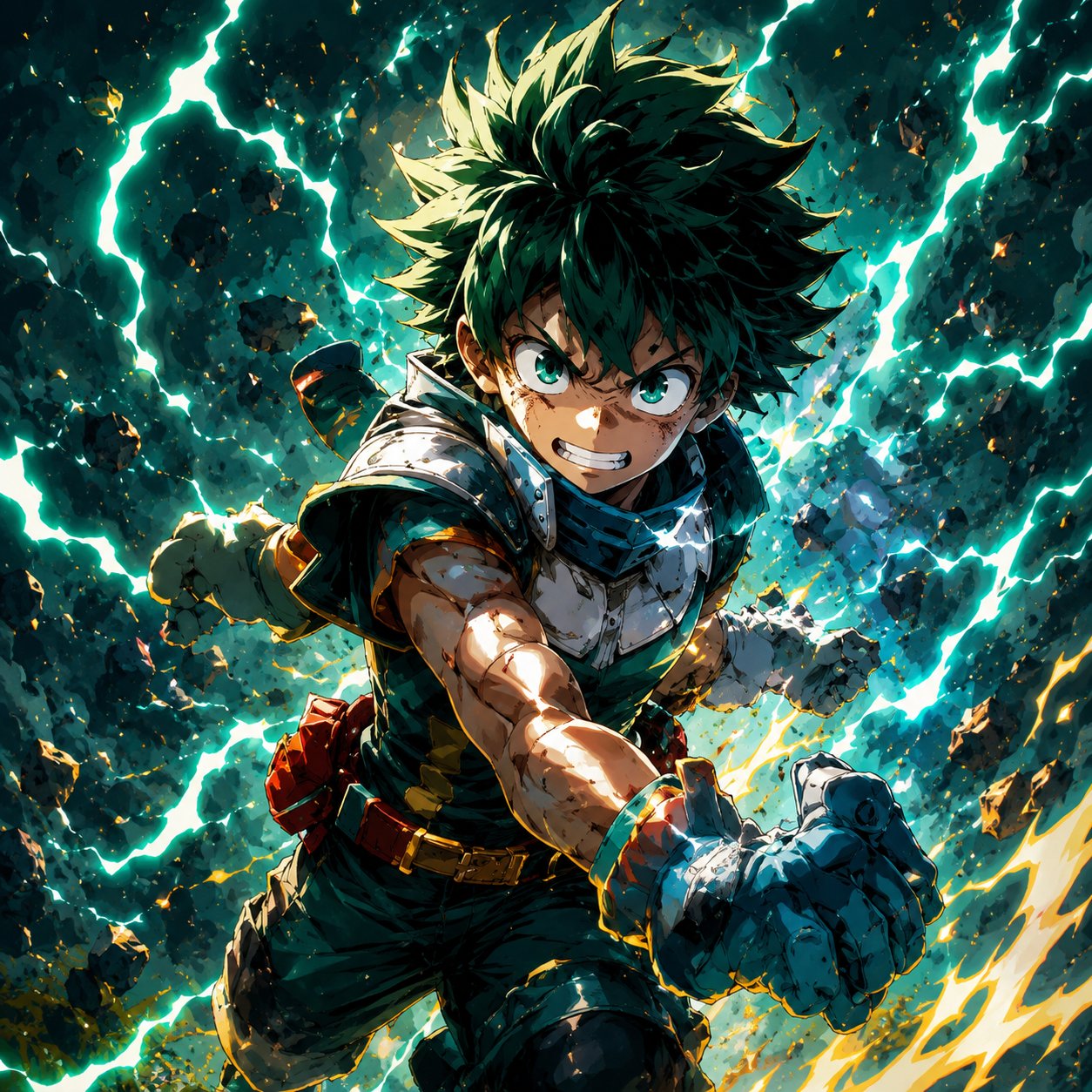 My Hero Academia Deku Wall Art – Izuku Midoriya One For All Lightning Canvas Print - Image 3