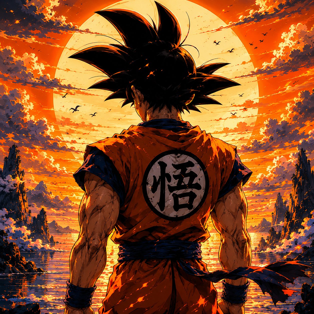 Dragon Ball Goku Wall Art – Saiyan Horizon Giant Sunset Canvas Print - Image 3