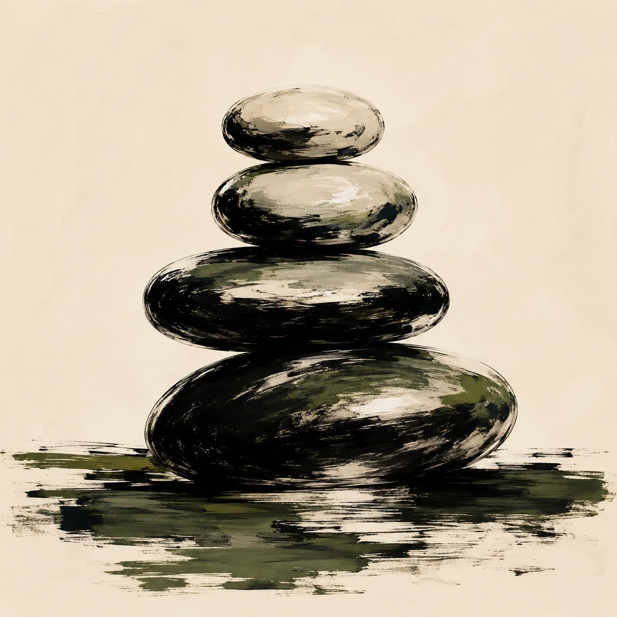 Minimalist Stone Cairn & Reflection Canvas Art – Organic Modern Print - Image 2