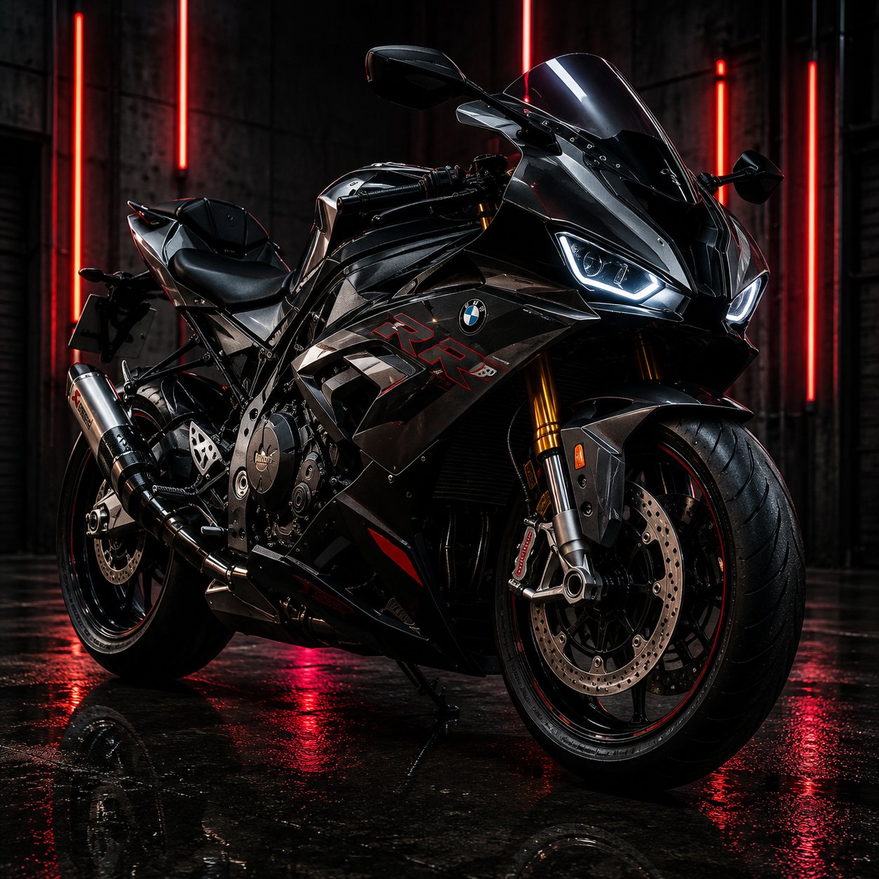 BMW S1000RR Motorcycle Wall Art – Stealth Black & Red Laser Superbike Canvas Print - Image 3
