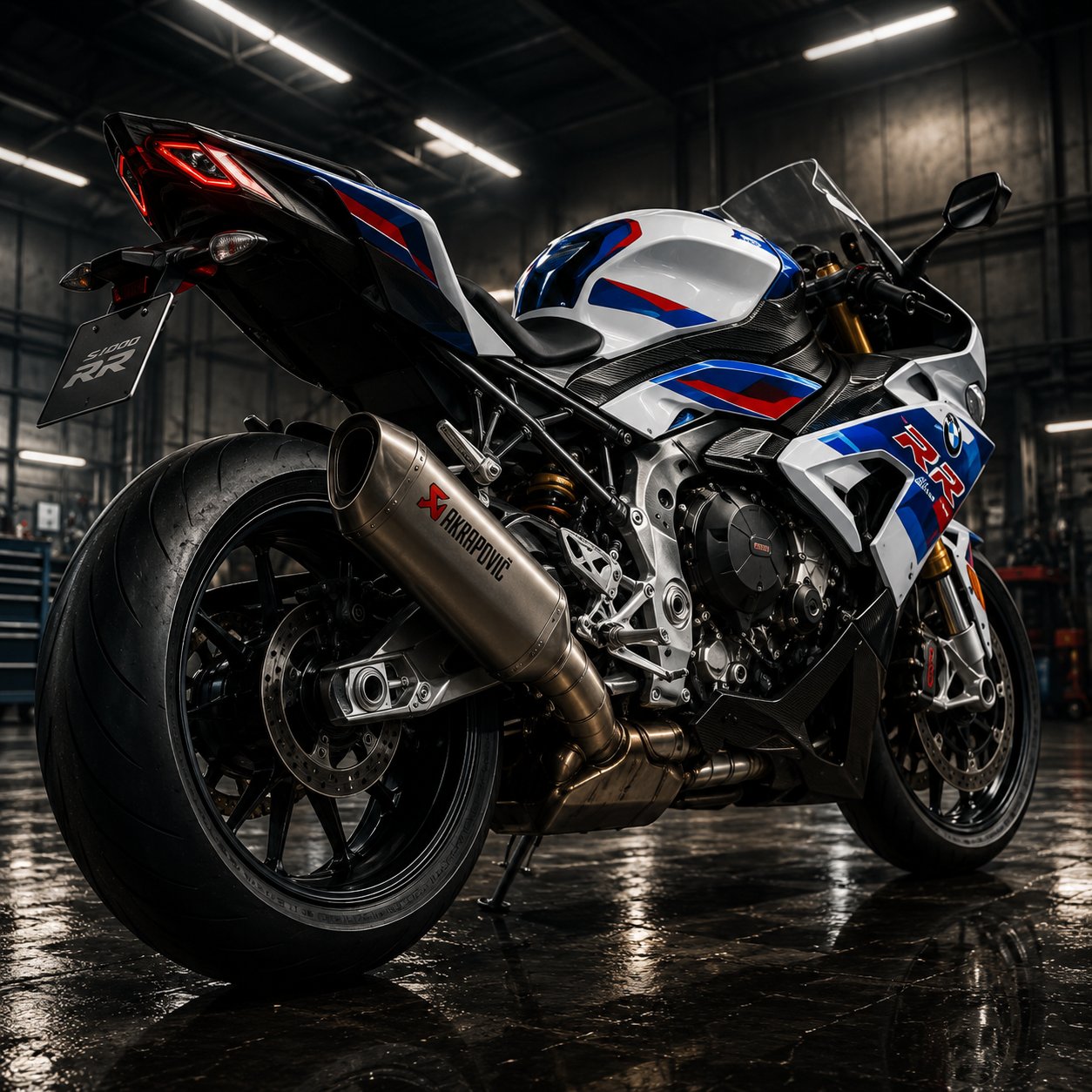 BMW S1000RR Motorcycle Wall Art – Motorsport White Neon Garage Canvas Print - Image 4