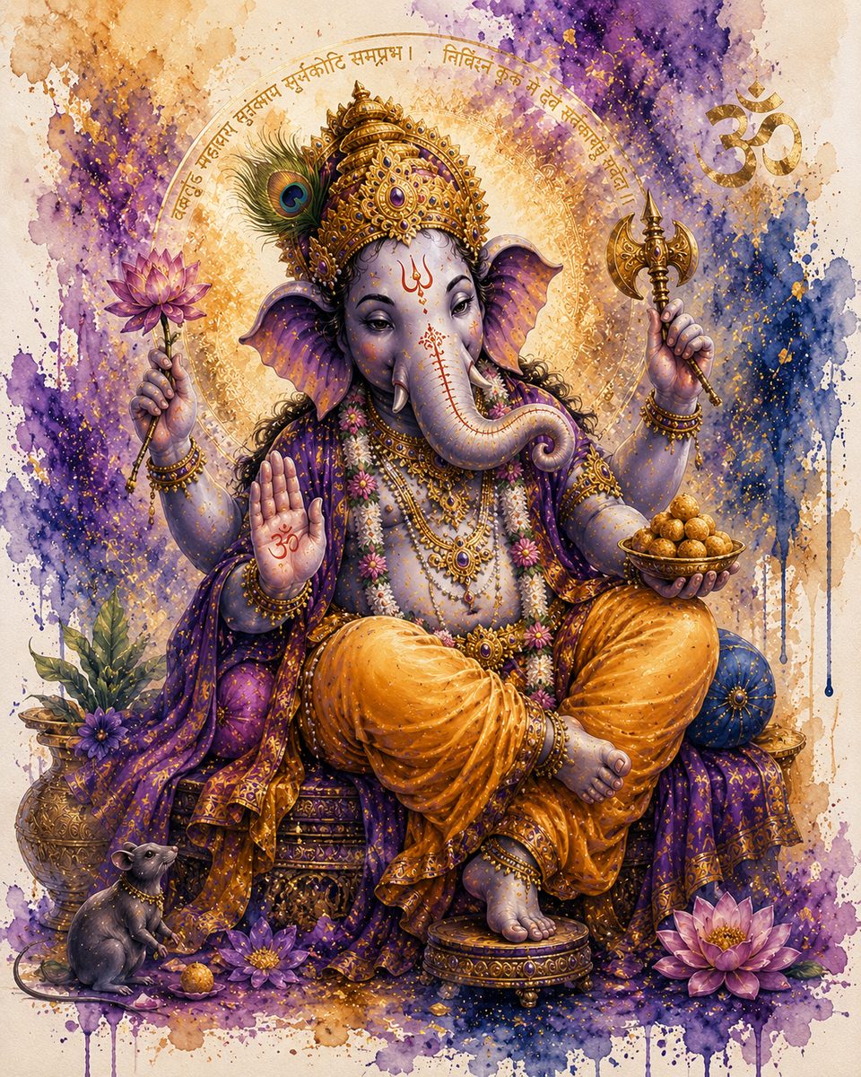 Divine Blessings – Lord Ganesha Spiritual Art Print - Image 4