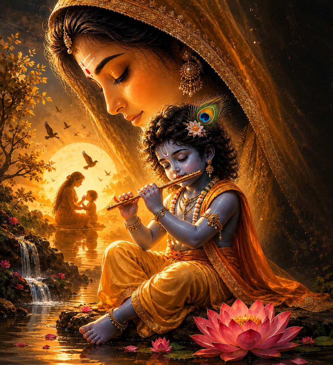 Yashoda Krishna Wall Art – Mother and Child Bal Krishna Canvas Print - Image 2