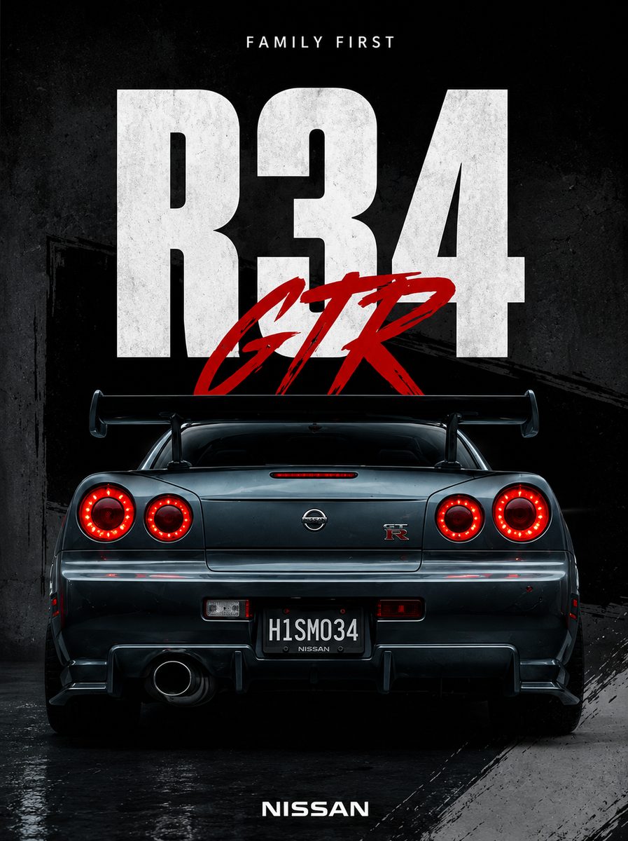 JDM Nissan Skyline GT-R R34 Canvas Poster – Family First Fast & Furious Street Racing Wall Art - Image 2