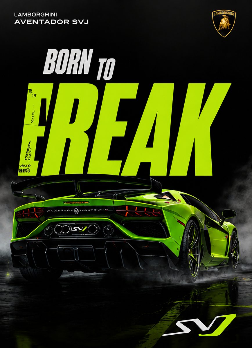 Lamborghini Aventador SVJ Canvas Poster – Born To Freak Exotic Supercar Wall Art - Image 2