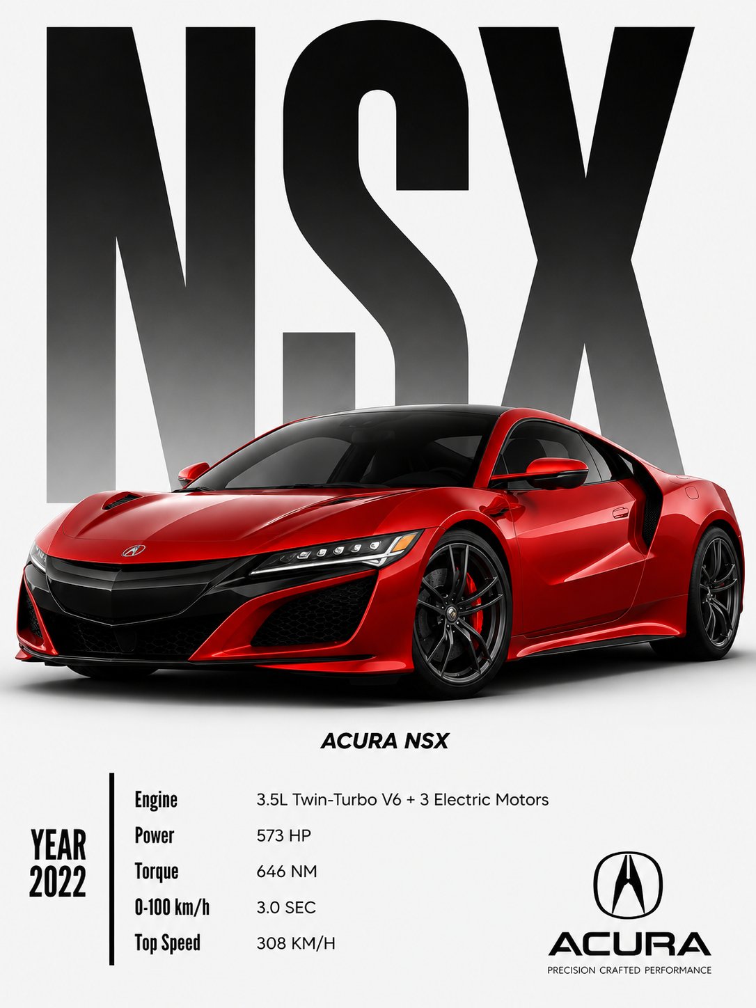 Acura NSX Hybrid Supercar Wall Art – Curva Red JDM Performance Canvas Print - Image 4