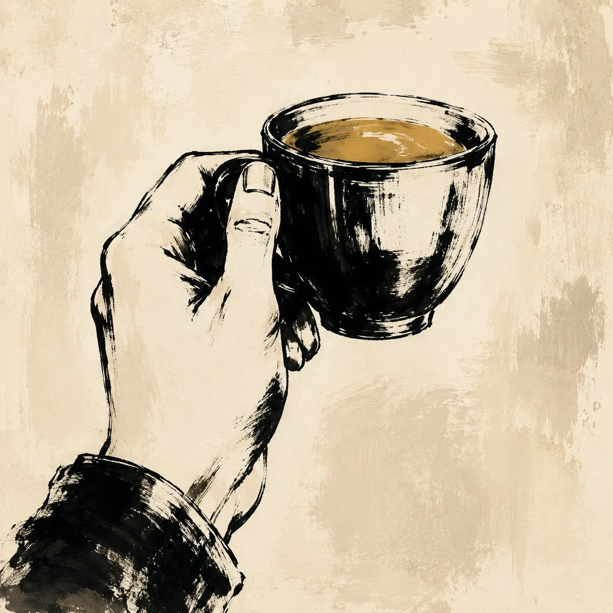 Morning Ritual Espresso Cup Canvas Art – Minimalist Hand Sketch - Image 2