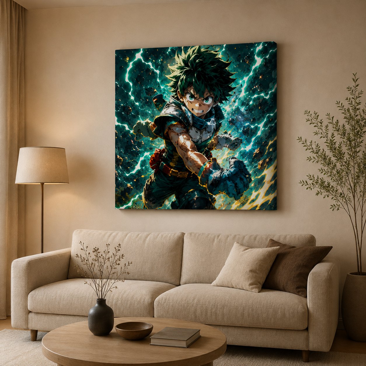 My Hero Academia Deku Wall Art – Izuku Midoriya One For All Lightning Canvas Print - Image 2