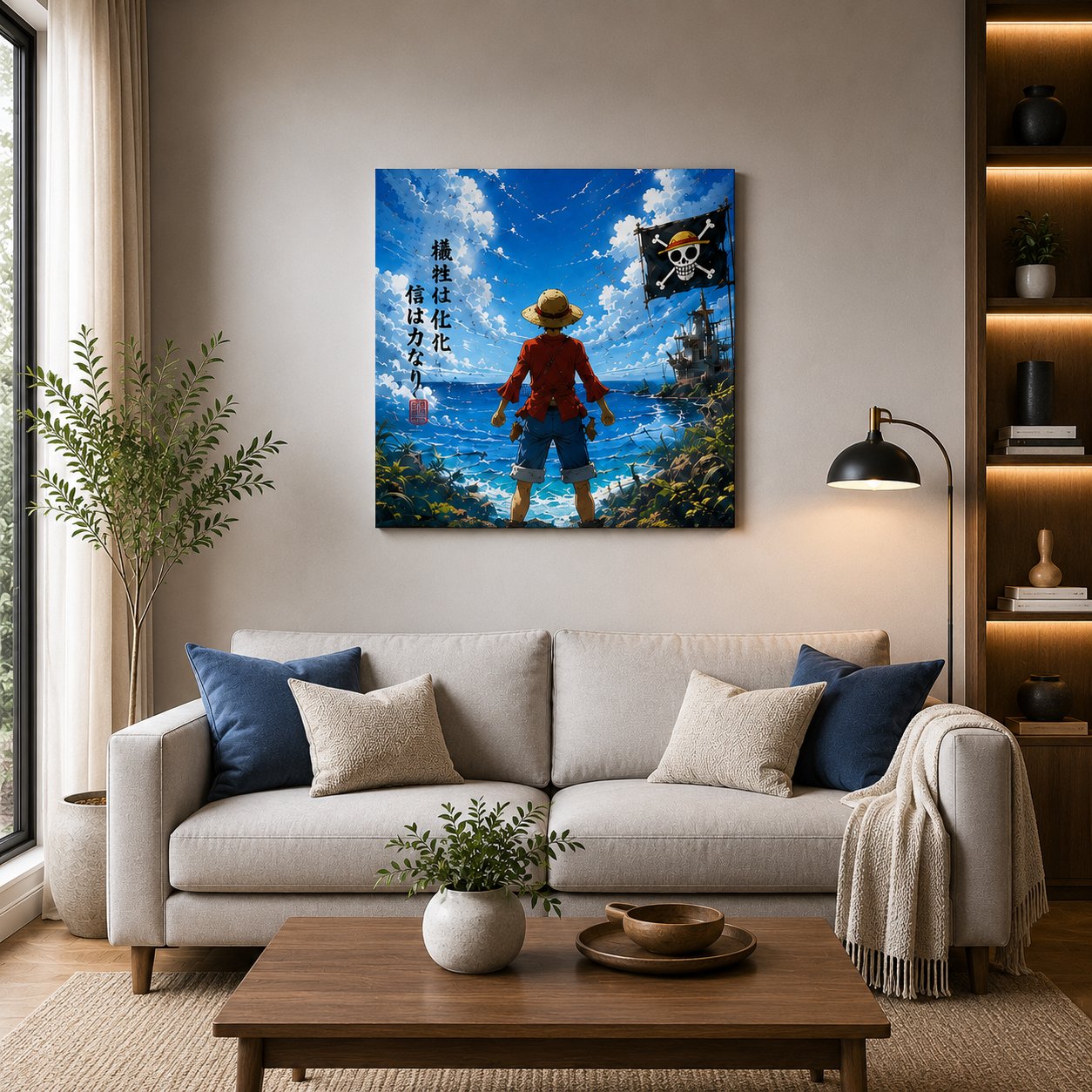 One Piece Luffy Wall Art – Straw Hat Pirate Flag Ocean Horizon Canvas Print - Image 2