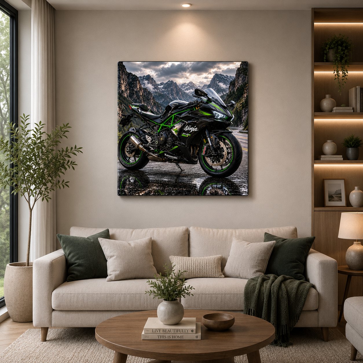 Kawasaki Ninja ZX-6R Motorcycle Wall Art – Mountain Pass Superbike Canvas Print - Image 2
