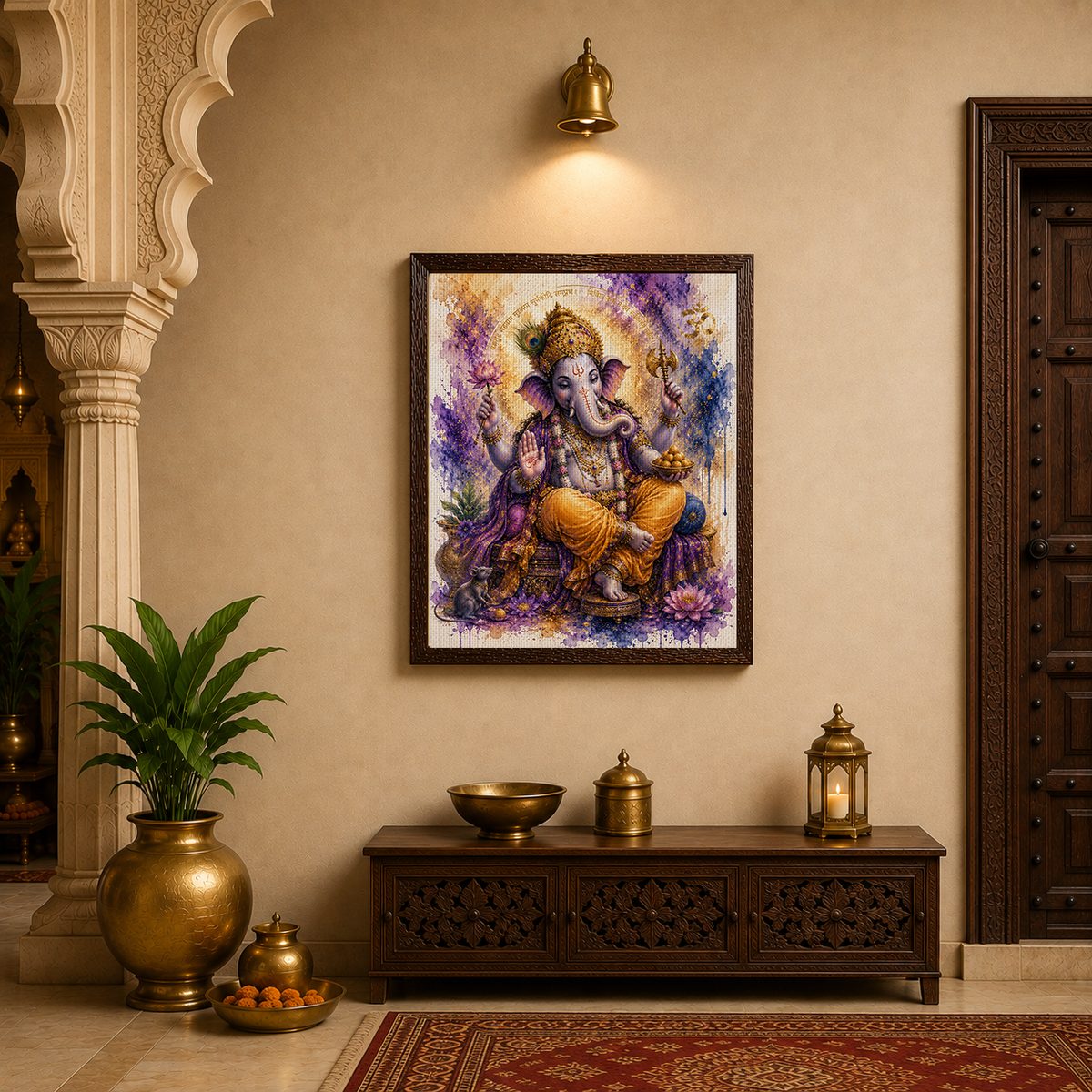 Divine Blessings – Lord Ganesha Spiritual Art Print - Image 2