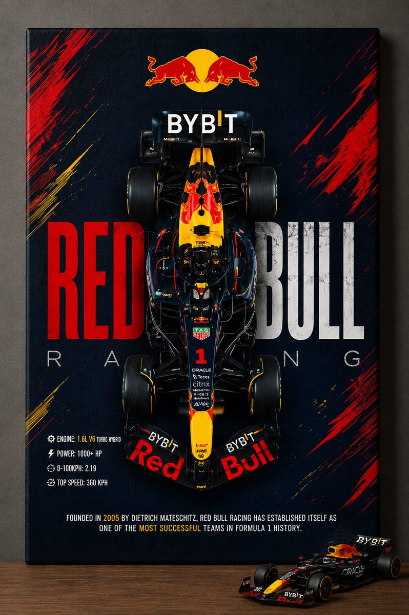 Red Bull F1 Racing Car Wall Art – Oracle Formula 1 Max Verstappen Canvas Print - Image 3