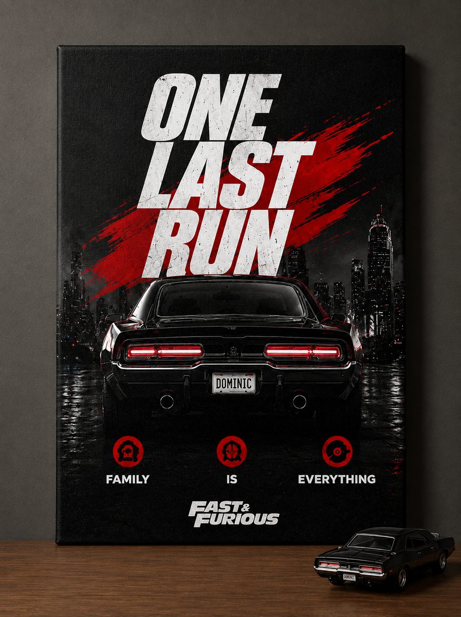 Classic Muscle Car Canvas Poster – One Last Run Fast & Furious Dominic Toretto Wall Art - Image 3