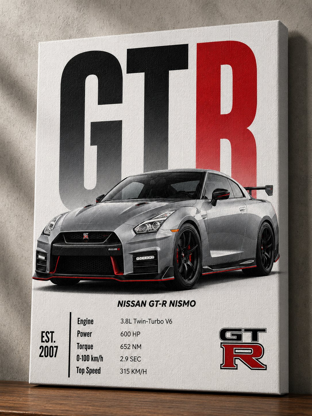 Nissan GT-R Nismo Wall Art – Super Silver JDM Sports Car Performance Canvas - Image 4