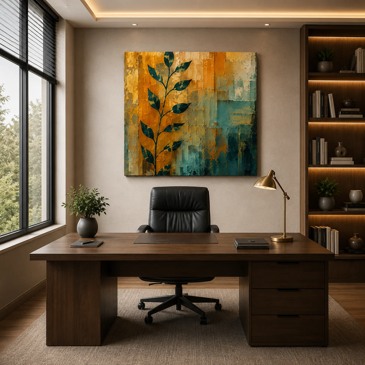Autumn Patina – Heavy Texture Abstract Expressionist Floral Illustration - Image 2