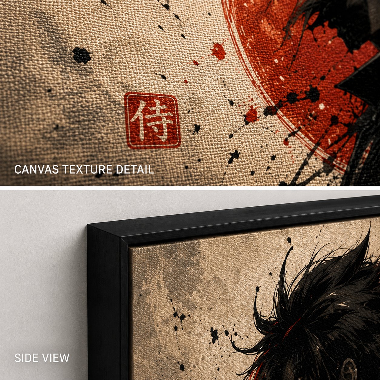 Japanese Samurai Anime Wall Art – Rising Sun Katana Ink Splatter Canvas Print - Image 4