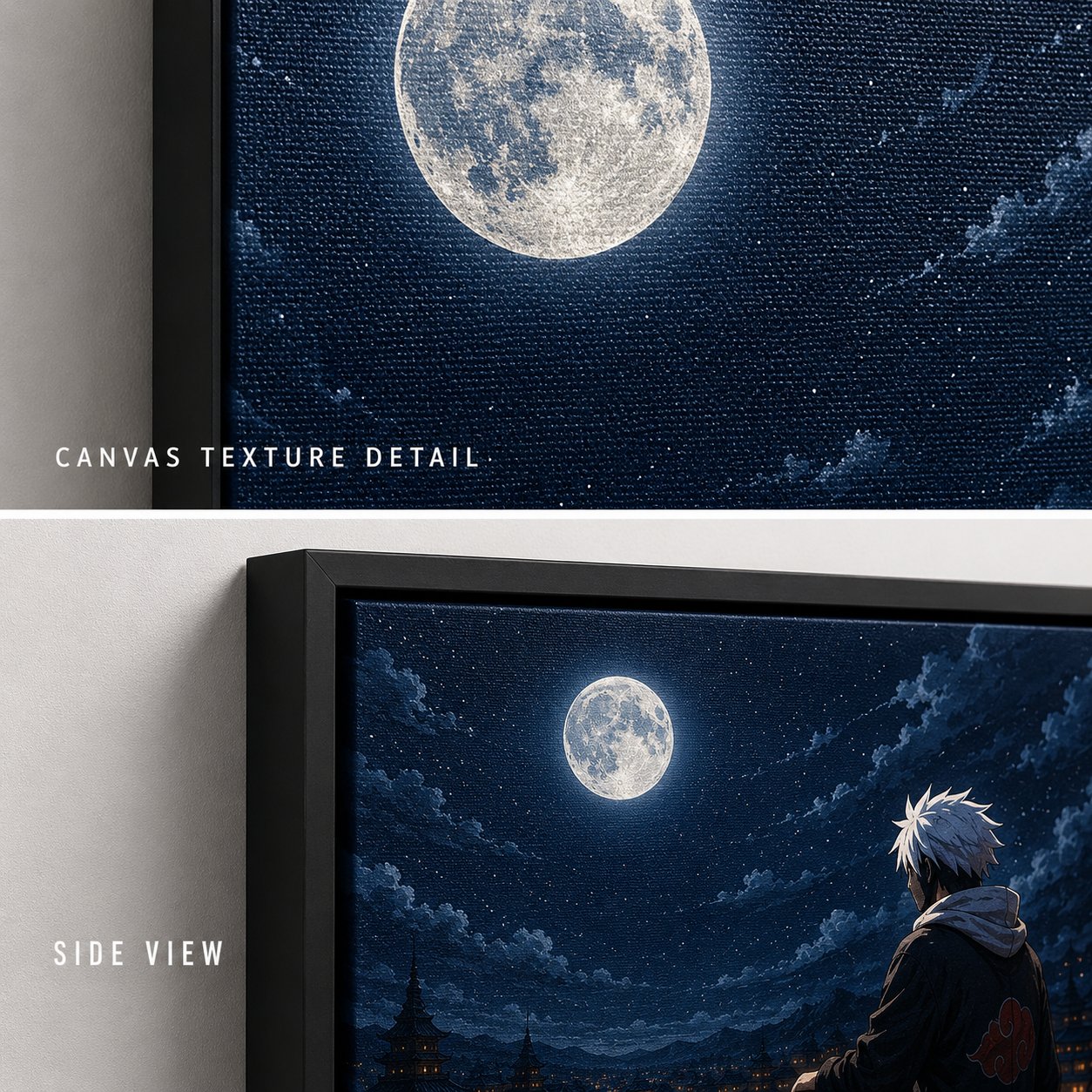 Anime Ninja Rooftop Wall Art – Full Moon Hidden Leaf Village Canvas Print - Image 4