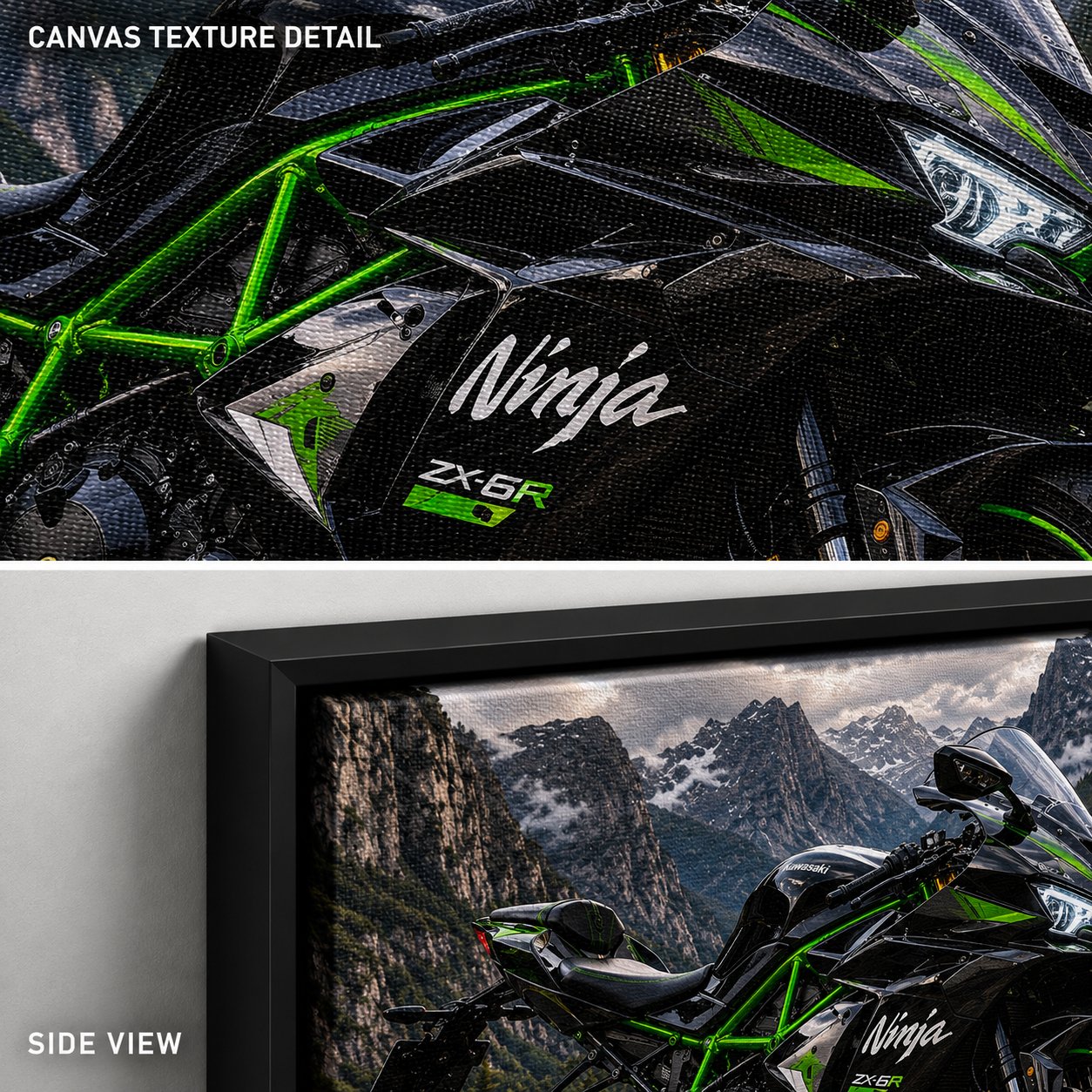 Kawasaki Ninja ZX-6R Motorcycle Wall Art – Mountain Pass Superbike Canvas Print - Image 4
