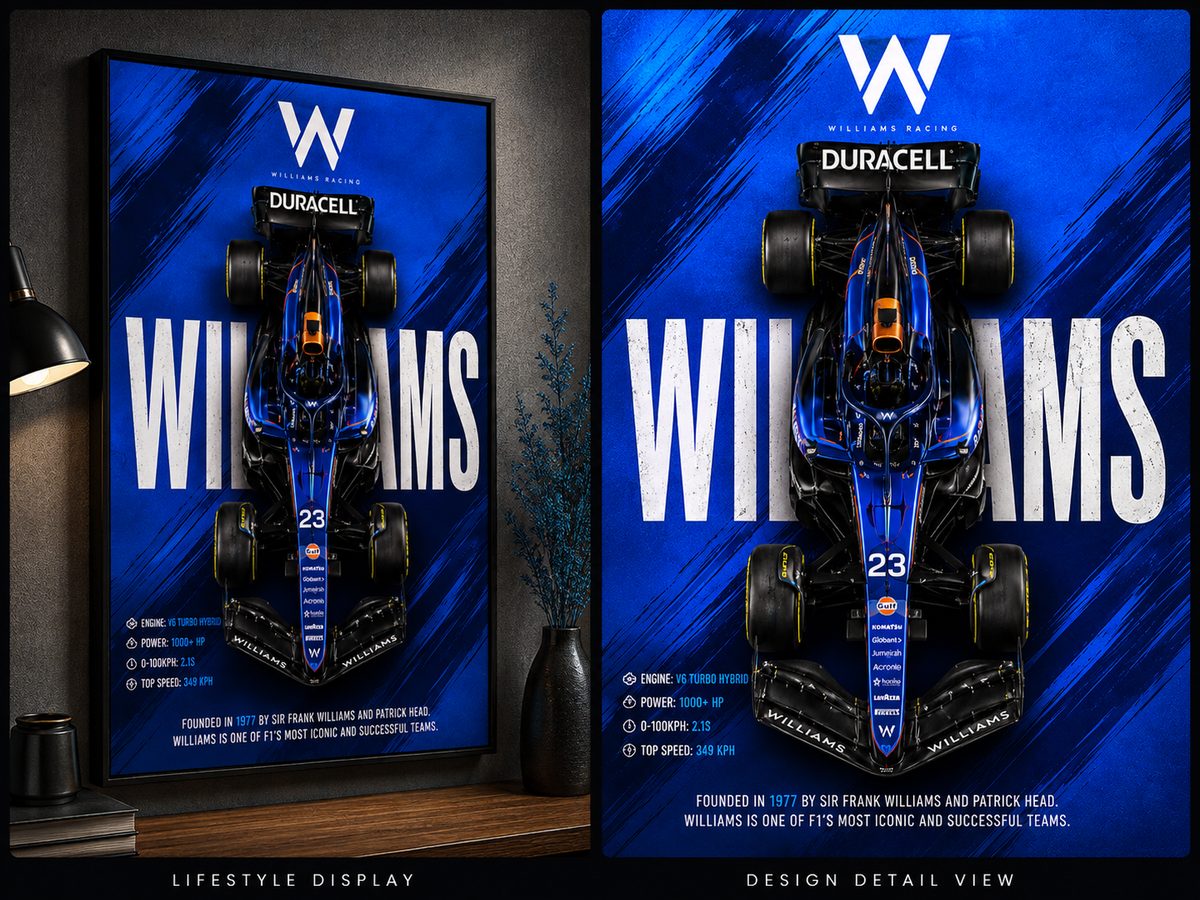 Williams Racing F1 Team Poster – No. 23 Formula One Racing Car Spec Canvas Print - Image 2