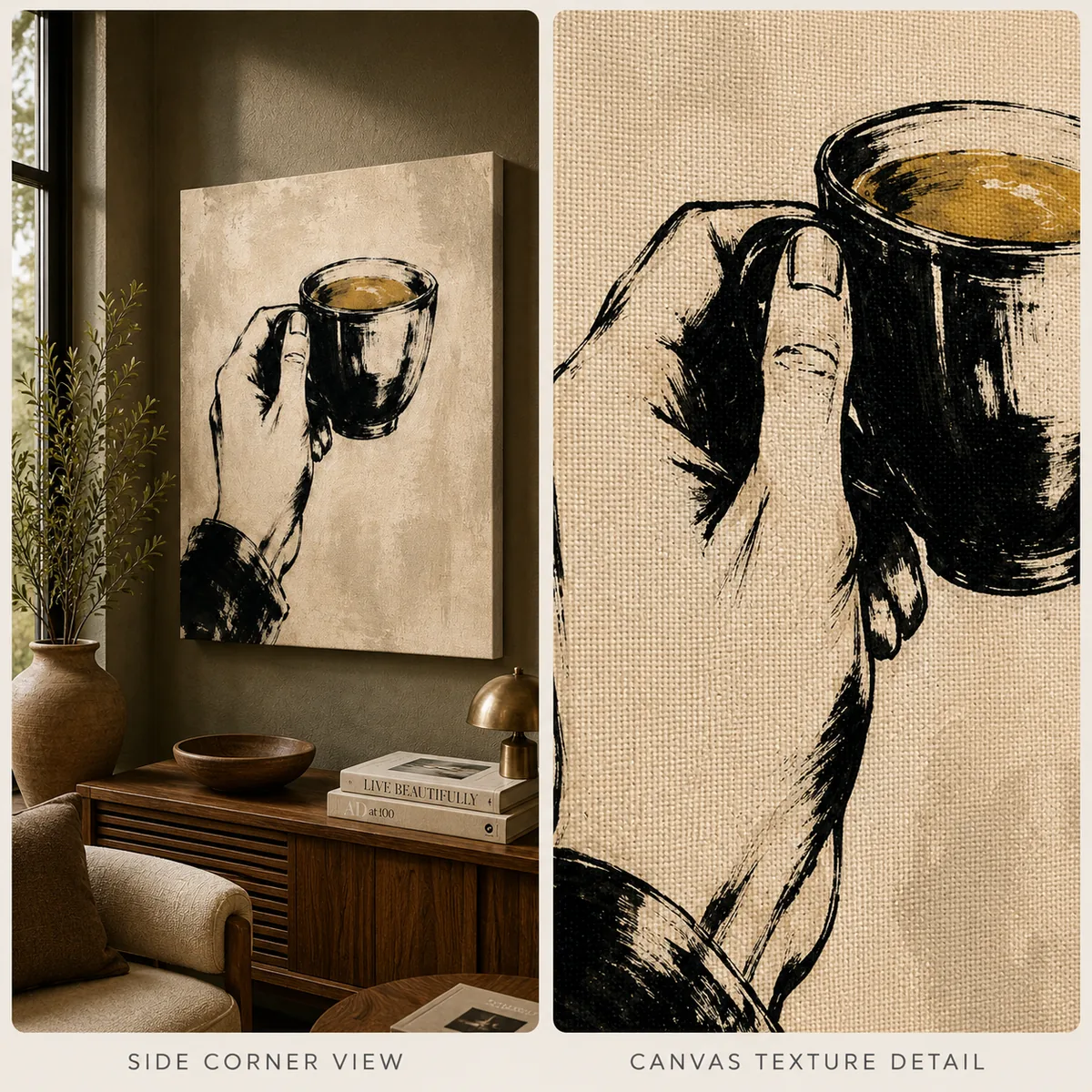 Morning Ritual Espresso Cup Canvas Art – Minimalist Hand Sketch - Image 3