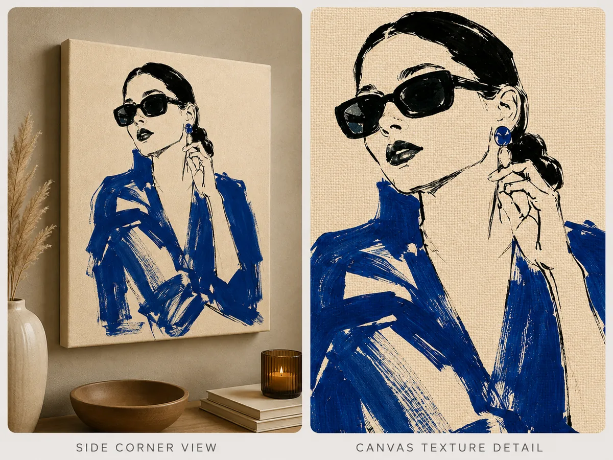 Parisian Mood Fashion Canvas Art – Cobalt Blue - Image 3